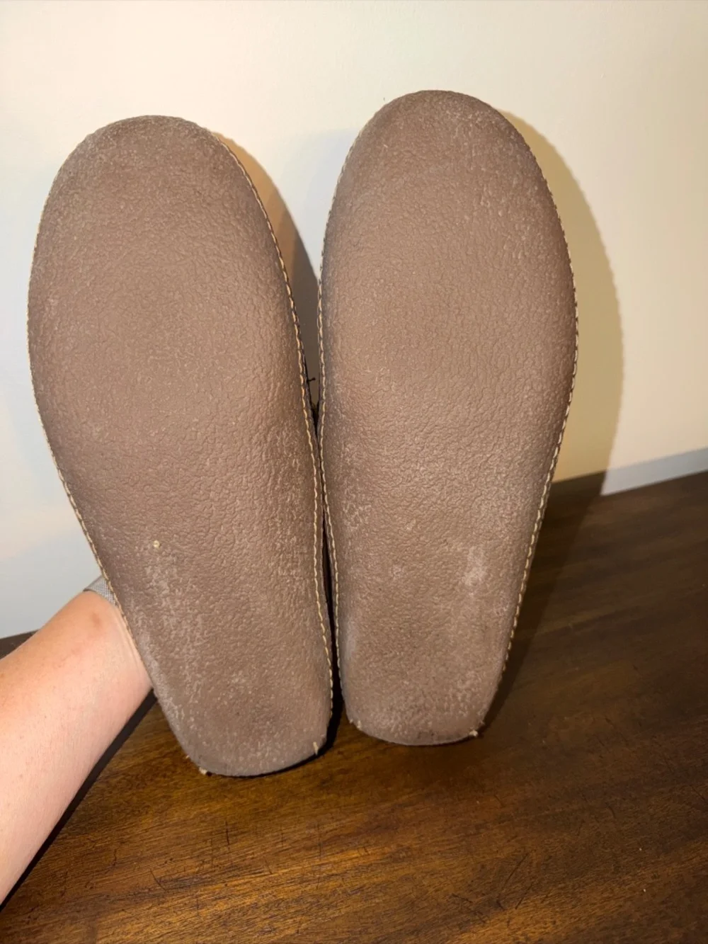 L.L. Bean Handsewn Flannel Lined Moccasin Slippers Men's Brown Leather - US 12